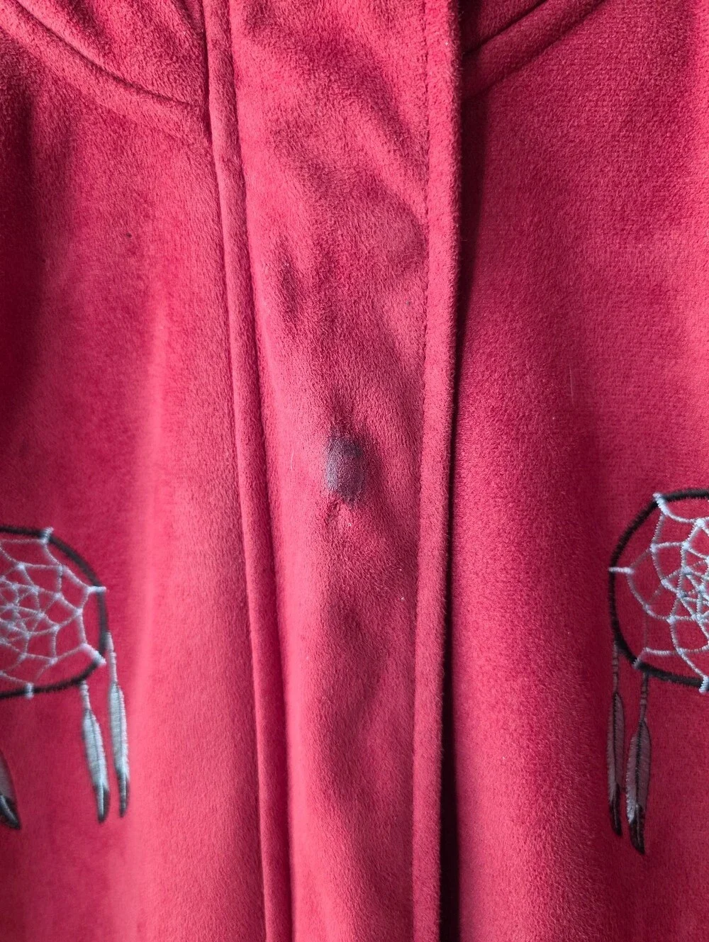Vintage Northern Lifestyles Faux Fur Indigenous Wolf Tribal Winter Red Parka - Picture 4 of 13